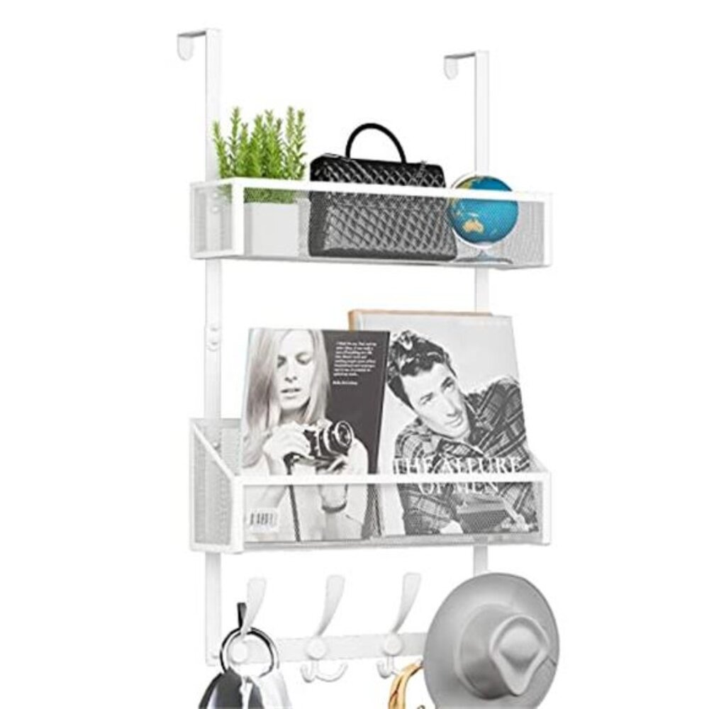 Over The Door Hooks Organizer 3 Tier Coat Rack Towel Hanger White